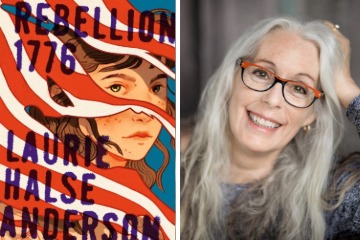 cover of Laurie Halse Anderson's Rebellion 1776 and portrait of the author