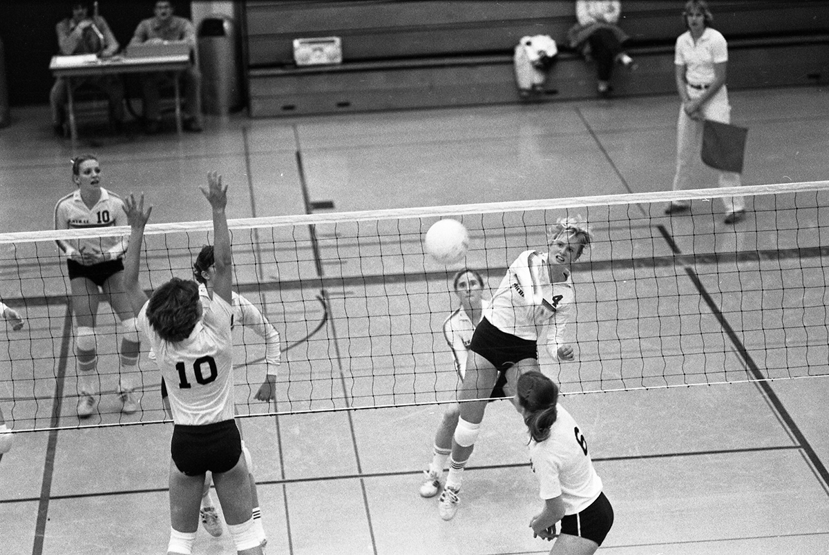 CMU women's volleyball action, circa 1980-81